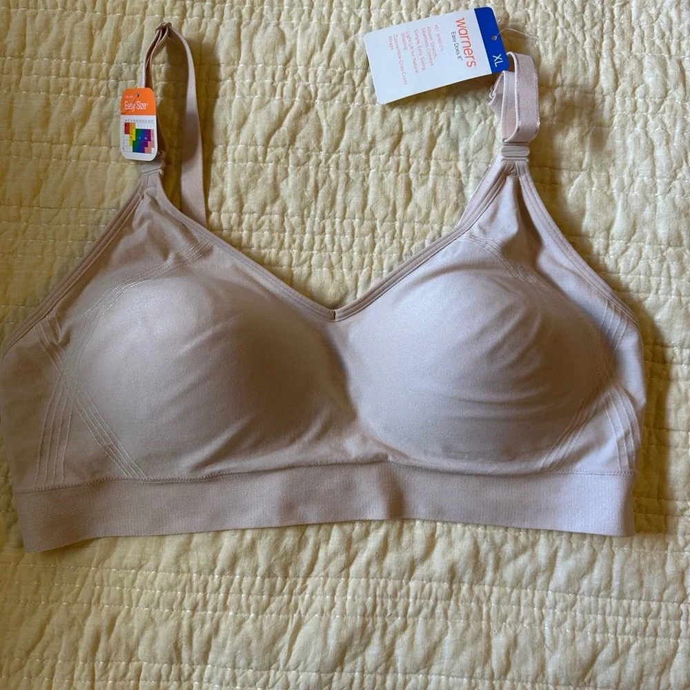 Warner's Cream Wireless Bra Seamless Comfort XL NEW